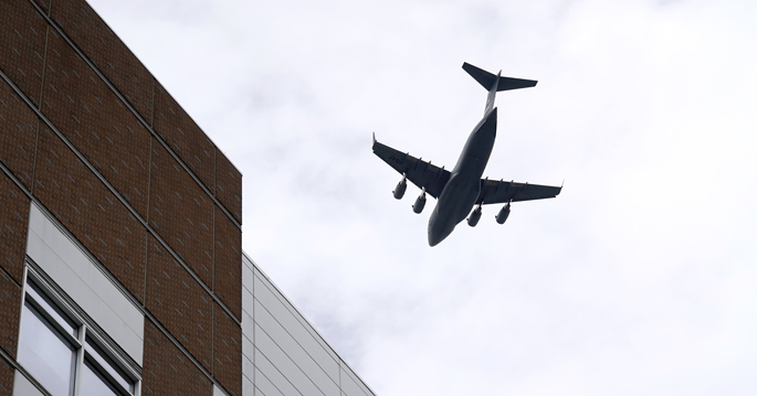 The Tennessee National Guard conducted a statewide flyover Tuesday, May 12, to salute medical professionals who are on the front lines of the coronavirus pandemic. Two planes — a C-17 from the 164th Airlift Wing out of Memphis and KC-135 from the 134th Refueling Wing out of Knoxville — flew over hospitals in Nashville, Memphis, Chattanooga, Knoxville and many other communities. Both planes flew over Nashville and surrounding counties.