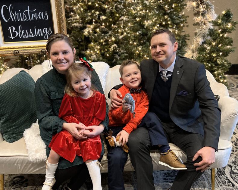 Vanderbilt’s 2,000th heart transplant patient, Wes Carter, with his family: wife, Ashley, daughter, Presley (4) and son, Gentry (7).