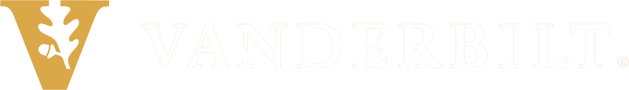 Vanderbilt Logo - gold 'V' with a leaf on it. This symbol sits next to the word 'Vanderbilt' in all caps. It is also Vanderbilt gold.