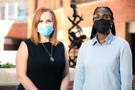 Thomas, an MD/PhD student at Meharry Medical College, works in the lab of VICC’s Christine Lovly, MD, PhD, left.