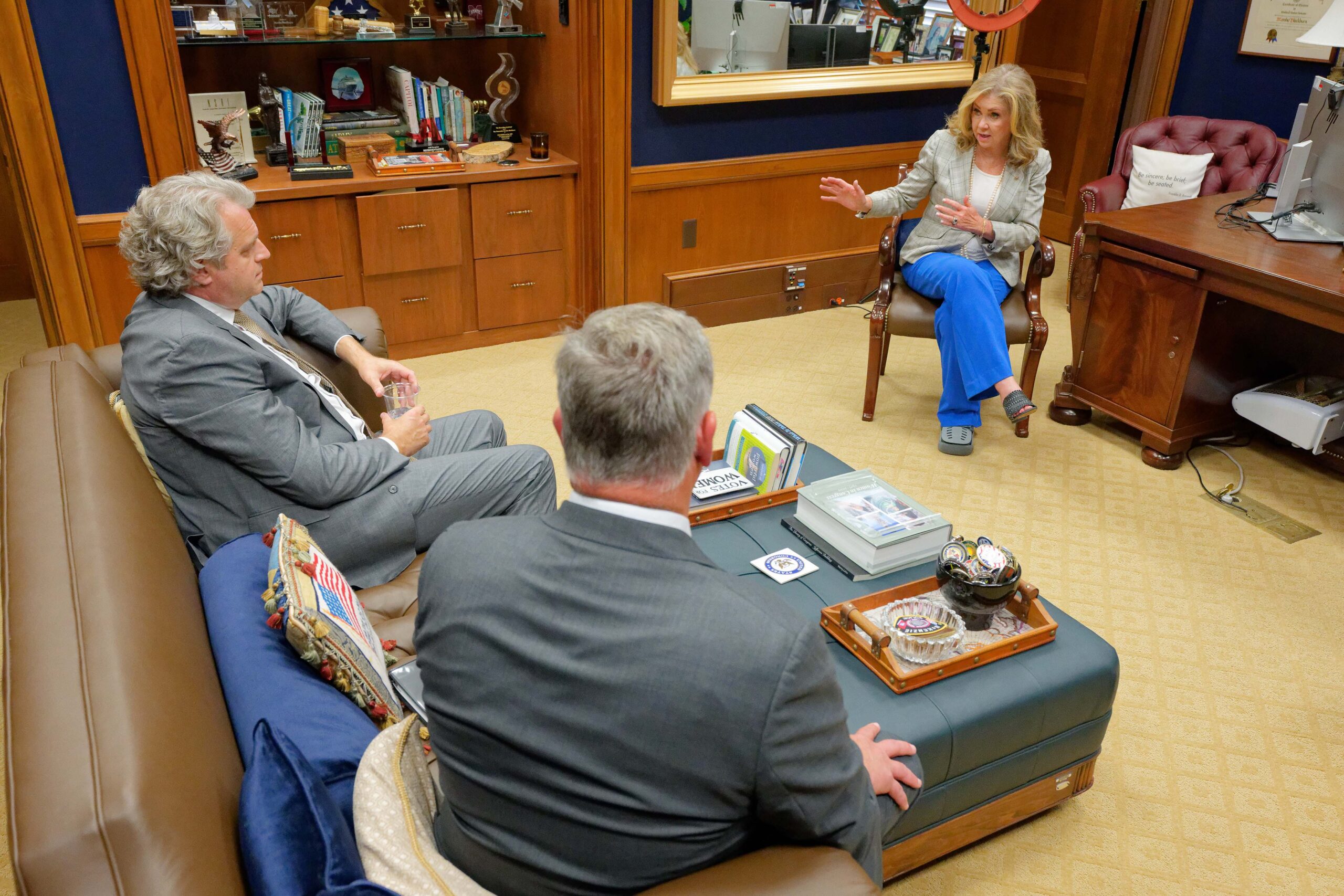 Vanderbilt Chancellor Daniel Diermeier and Vice Chancellor Nathan Green meet with Sen. Marsha Blackburn in Washington, D.C.