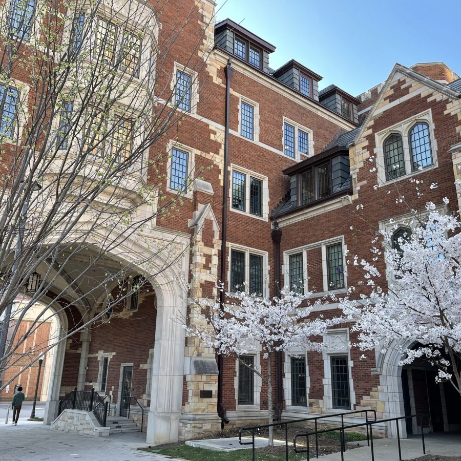 Zeppos college with spring blooms