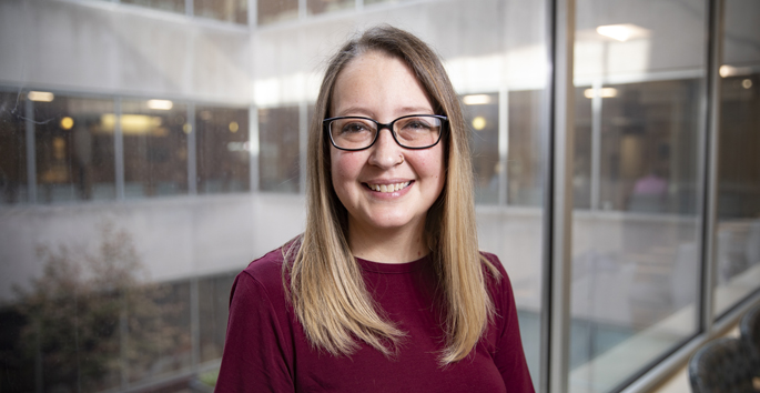 Nicole Hunter was the first patient to receive the novel transplant. (photo by Erin O. Smith)