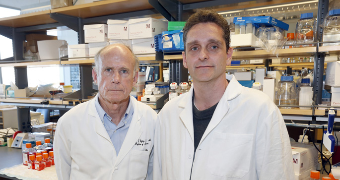 Research by Robert Coffey, MD, left, Dennis Jeppesen, PhD, and colleagues has revealed a new way cells shed DNA into the bloodstream. 