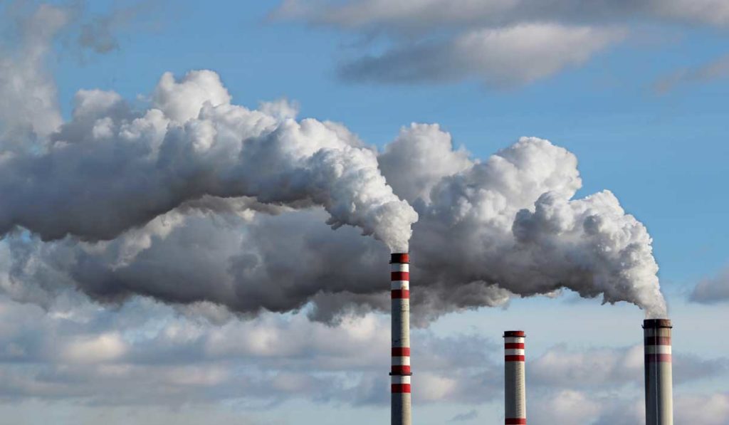 Smoke coming out of pipes generating power for city