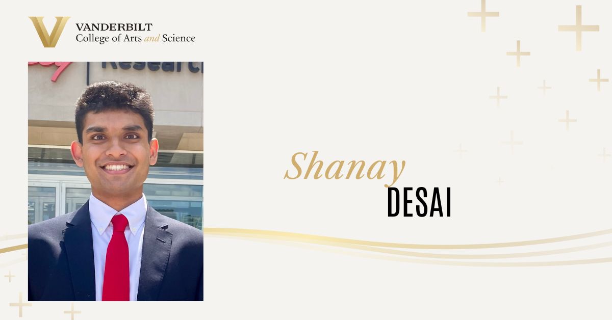 A photo of Shanay Desai outside of Eli Lilly and Company.