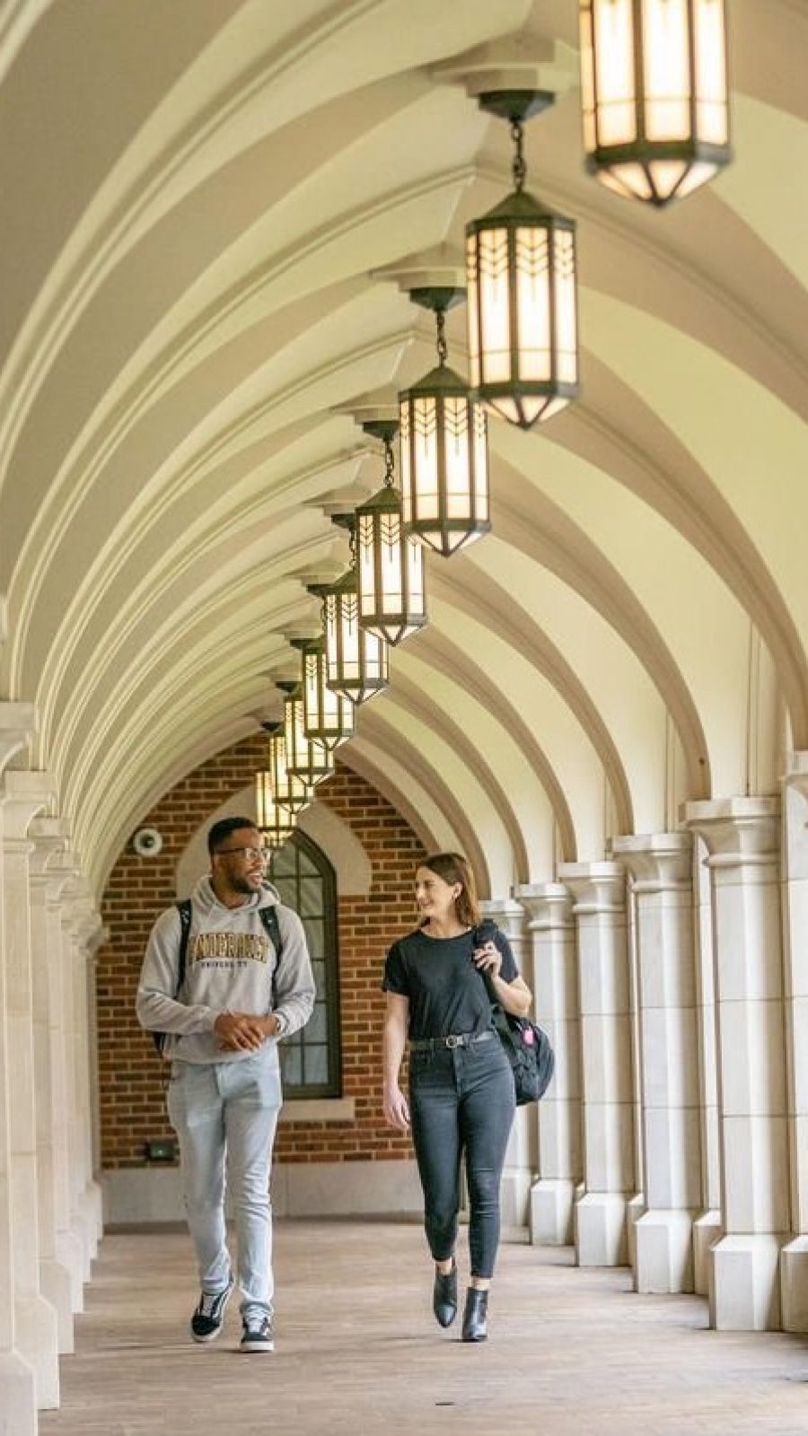 Students walking through campus.