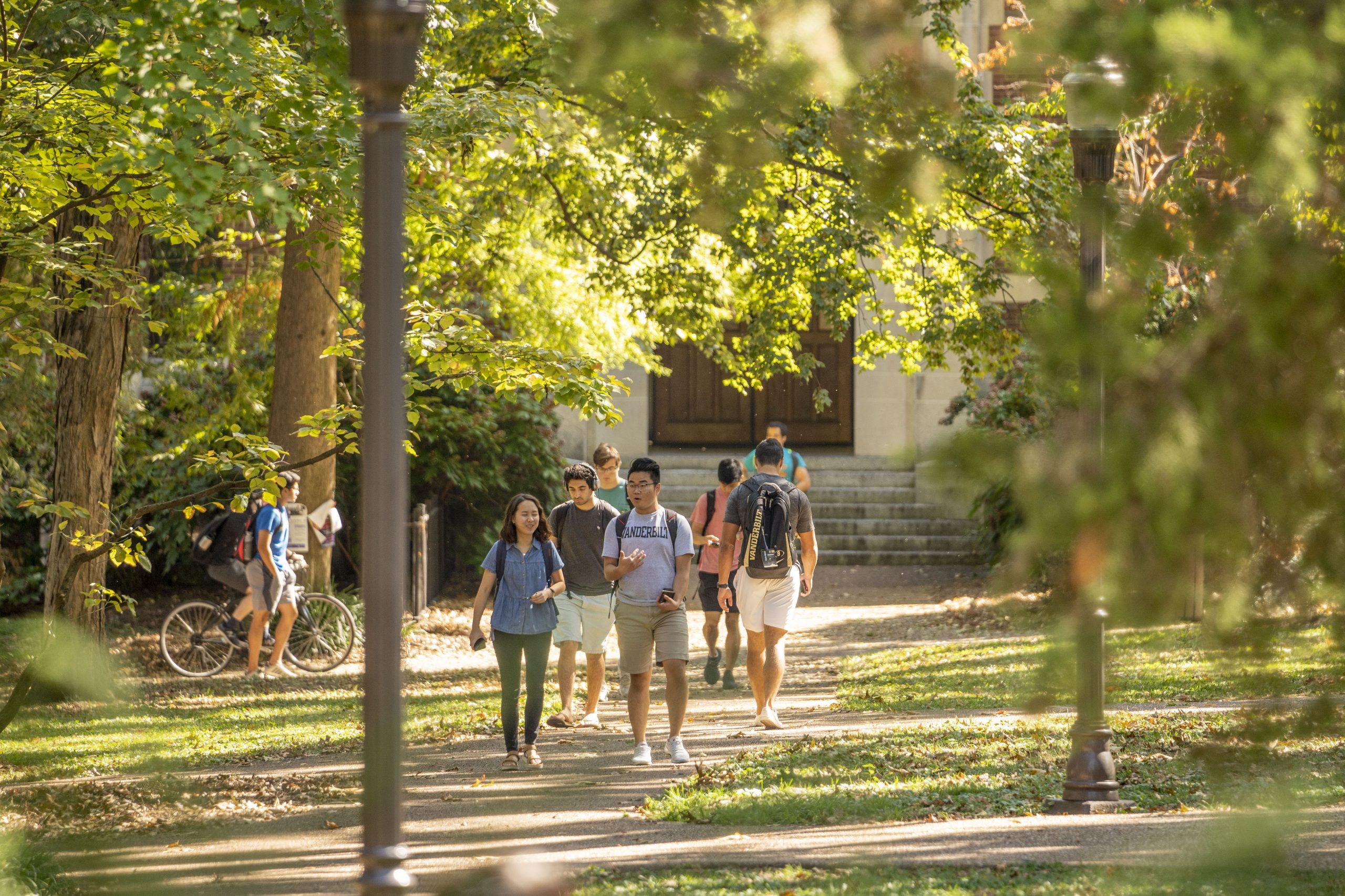 students walking on campus