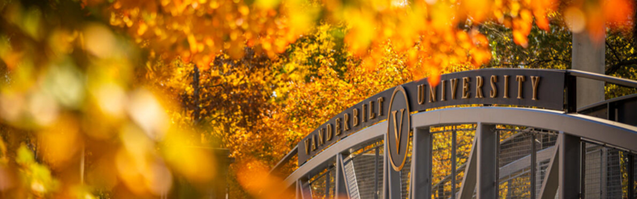 Banner of Vanderbilt pedestrian bridge over 21st avenue