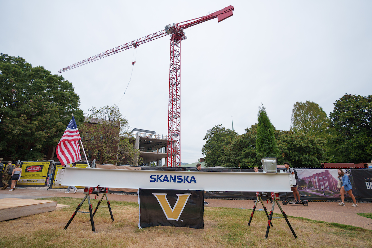 Garland Hall renovation celebrates milestone with topping out ceremony