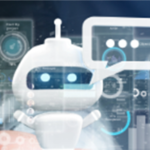 3d White Chatbot with speech bubble featuring 3 dots