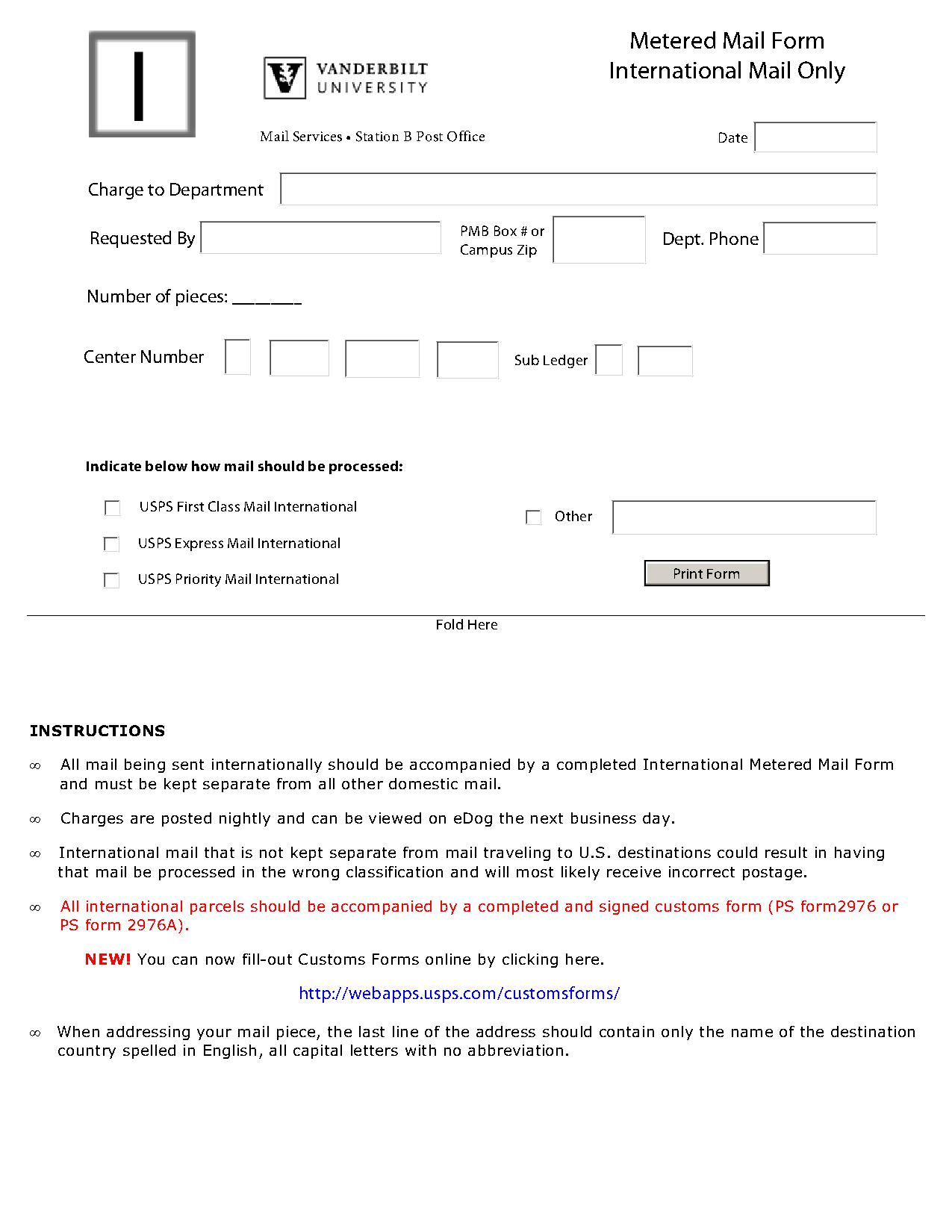 International Mail form