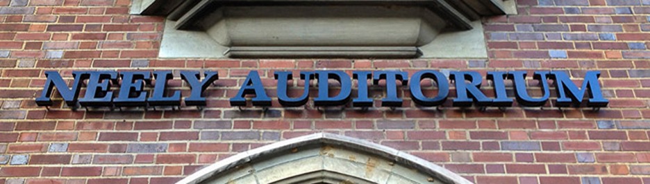 Neely Auditorium sign