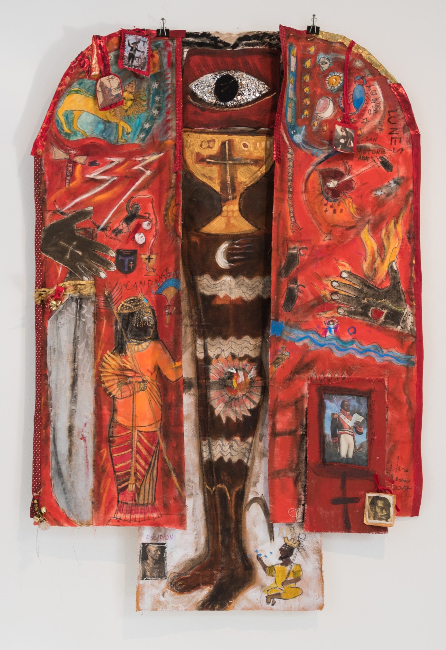 Clara Morera, The Preboste Juan (King Juan), 2017, mixed media on canvas, 72 x 48 inches. Courtesy of the artist and Dorfsman Fine Arts, Miami; photograph by Yolanda Navas.