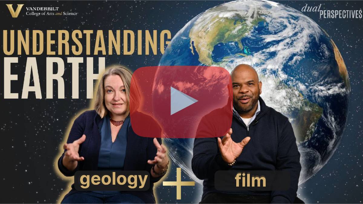 video thumbnail - two people in mid speech, alt text "understanding earth"