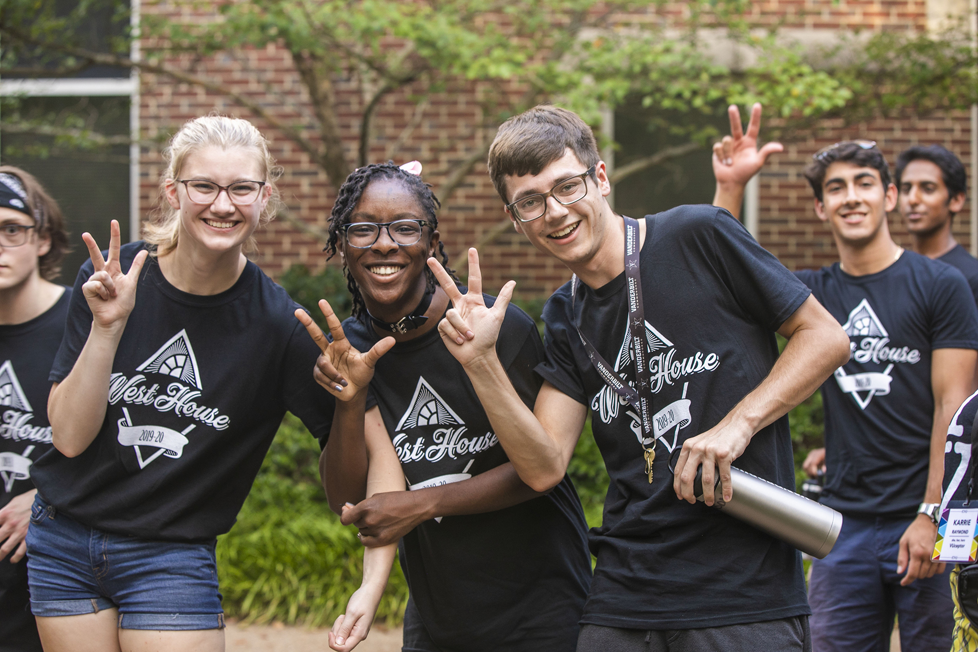 Aerial view of Vanderbilt's campus showing The Old Gym, E. Bronson Ingram Residential College, and Kirkland Hall tower