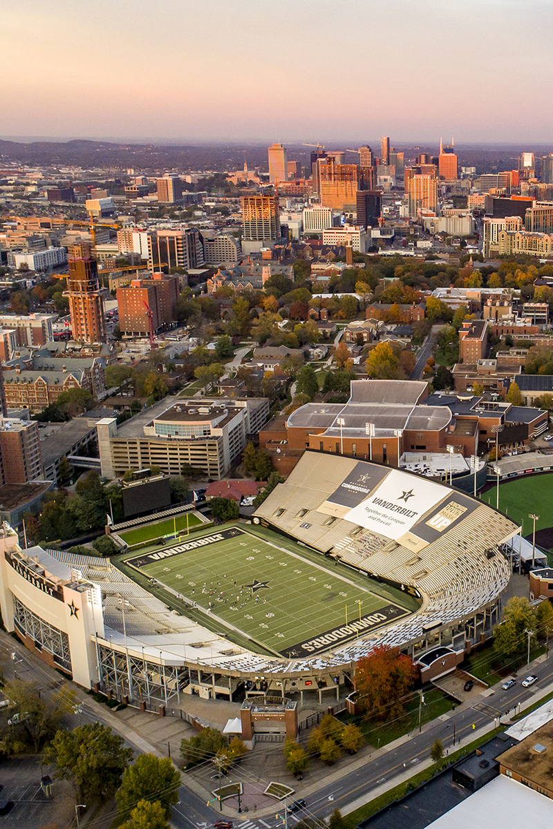 Vanderbilt stadium and the city of Nashville beyond