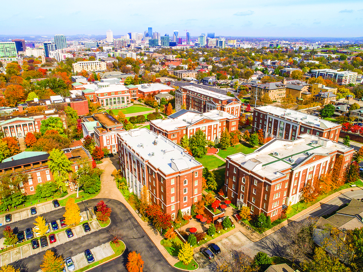 aerial photo of The Commons on Vanderbilt's campus