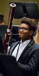 student playing bassoon