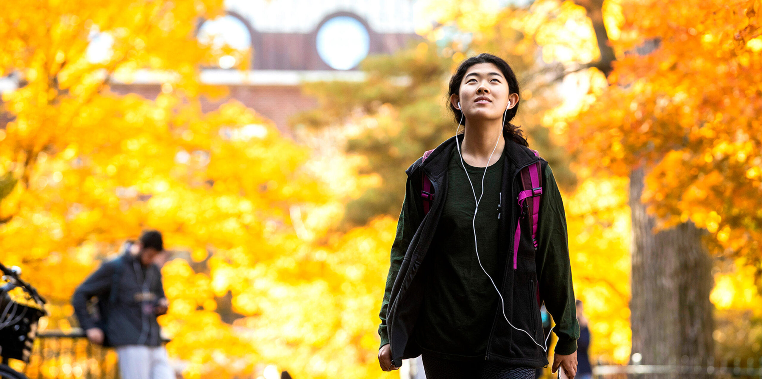 Student walking on campus