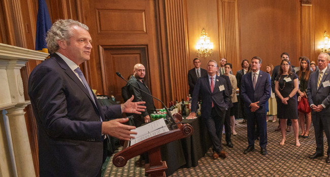 Vanderbilt University Chancellor Daniel Diermeier speaks before a group in Washington D.C.