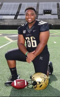 Vanderbilt defensive lineman Cameron Robinson played from 2017 to 2021. He received an NCAA Postgraduate Scholarship in 2021. (Vanderbilt University)