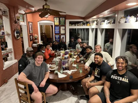 Nate Clifton, front, at right, with fellow Commodores football players (Submitted photo)