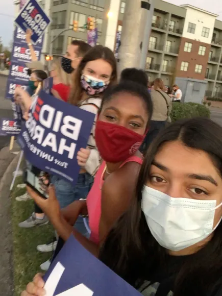 Grace Locke and some of her friends attended the presidential debate at Belmont University in 2020. (Submitted photo)
