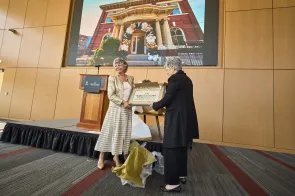 Dean Camilla Benbow and Marjorie Hollis Roberts at the Roberts Academy celebration. Photo: Harrison McClary/Vanderbilt University