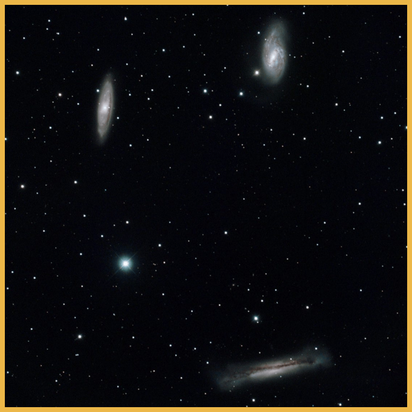telescope view of the three galaxies forming the Leo Trio (image by Billy Teets)