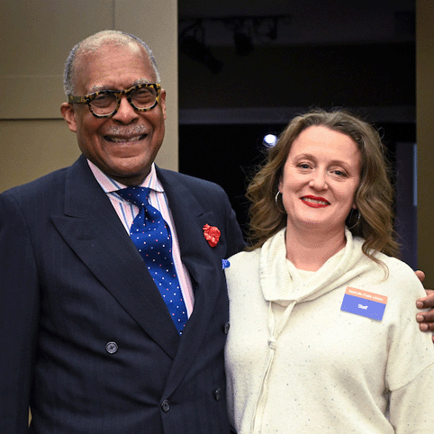 Vanderbilt's Dr. Andre Churchwell with Rebecca Price from the Nashville Public Library Special Collections