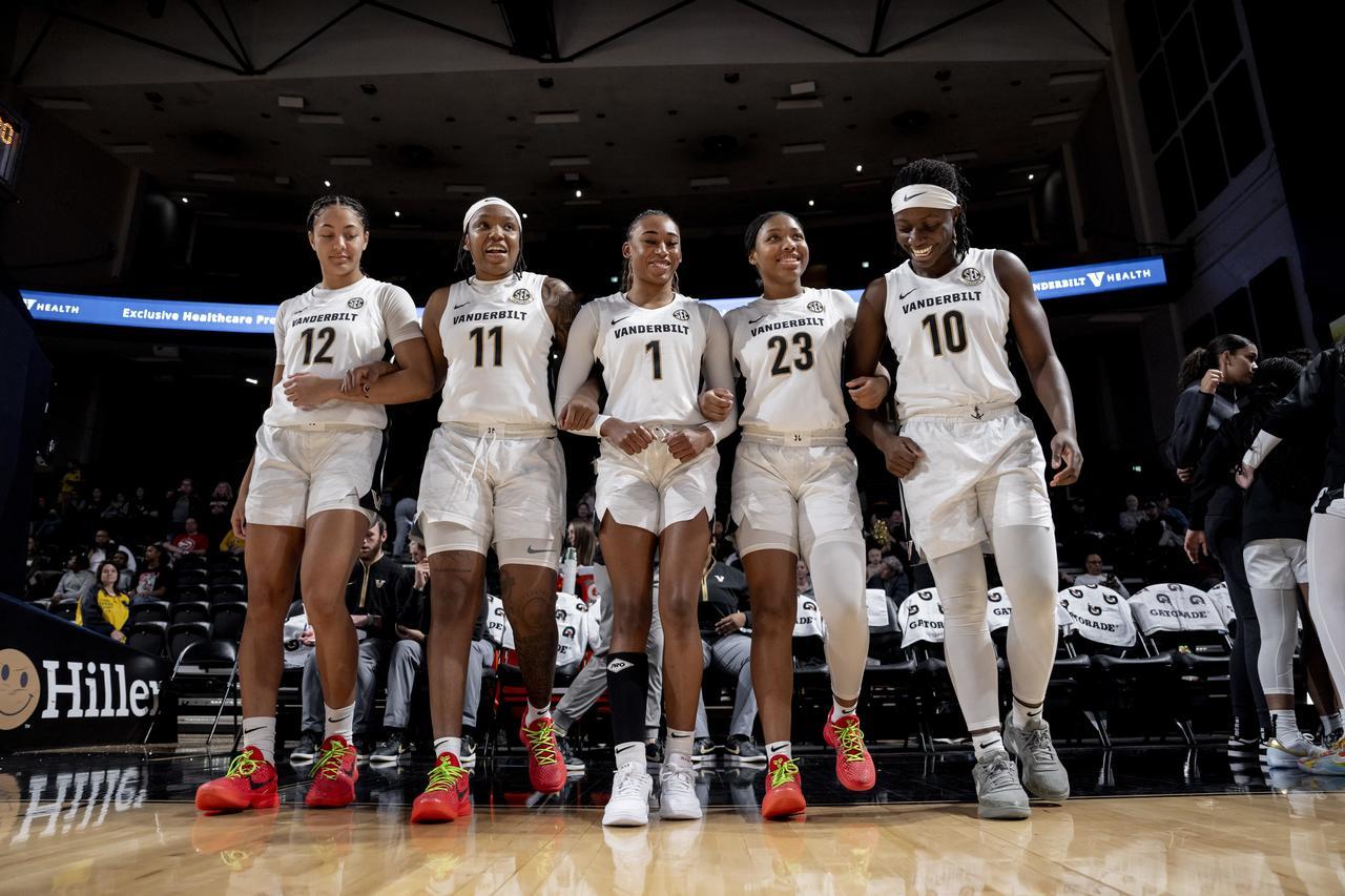 Vanderbilt Women's Basketball players standing in a line