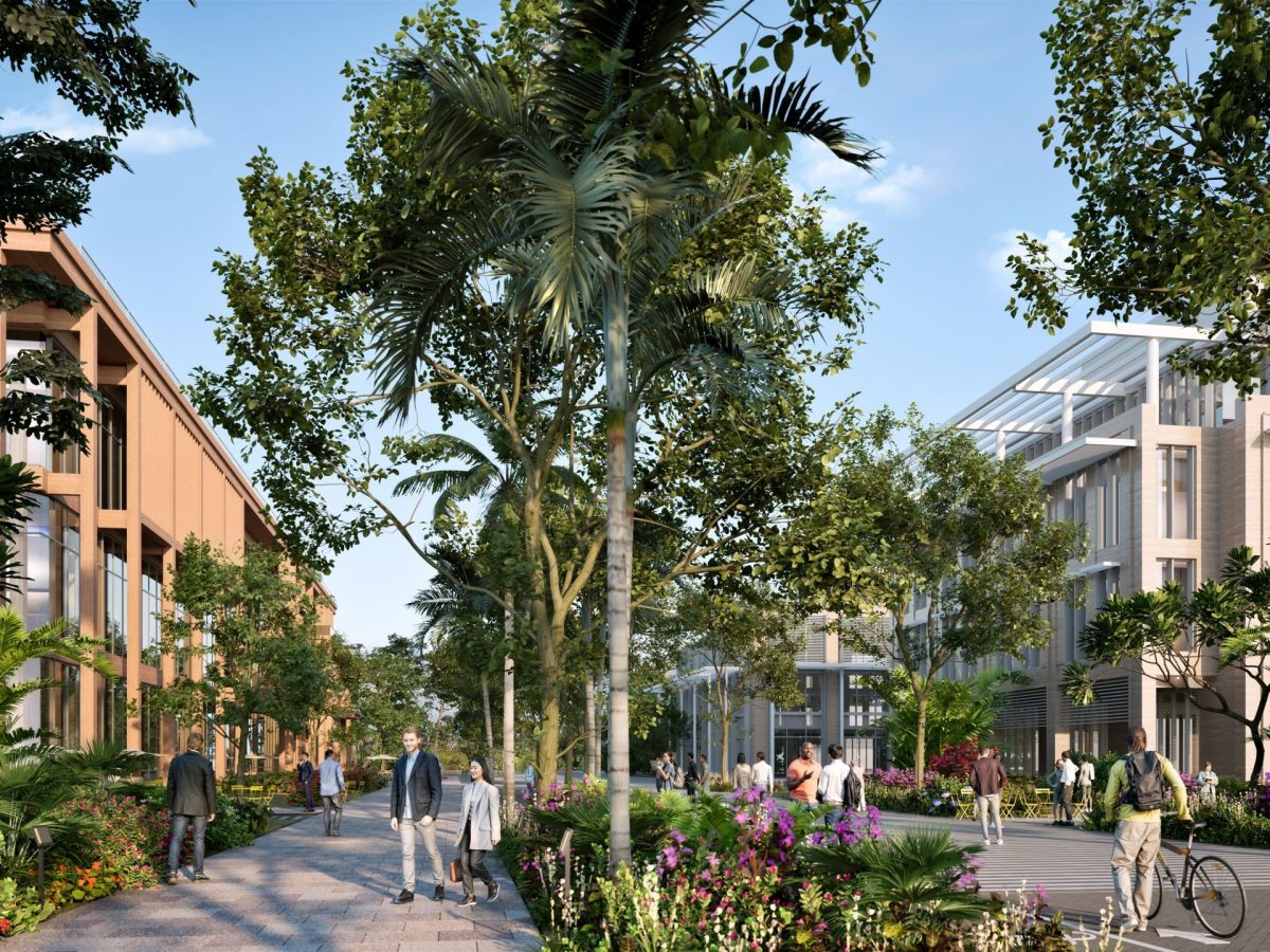 View looking west on Evernia Street