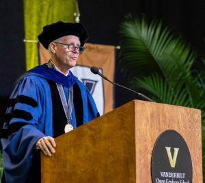 Pictured: Ralph Owen Dean Tom Steenburgh at the 2025 Vanderbilt Business Commencement
