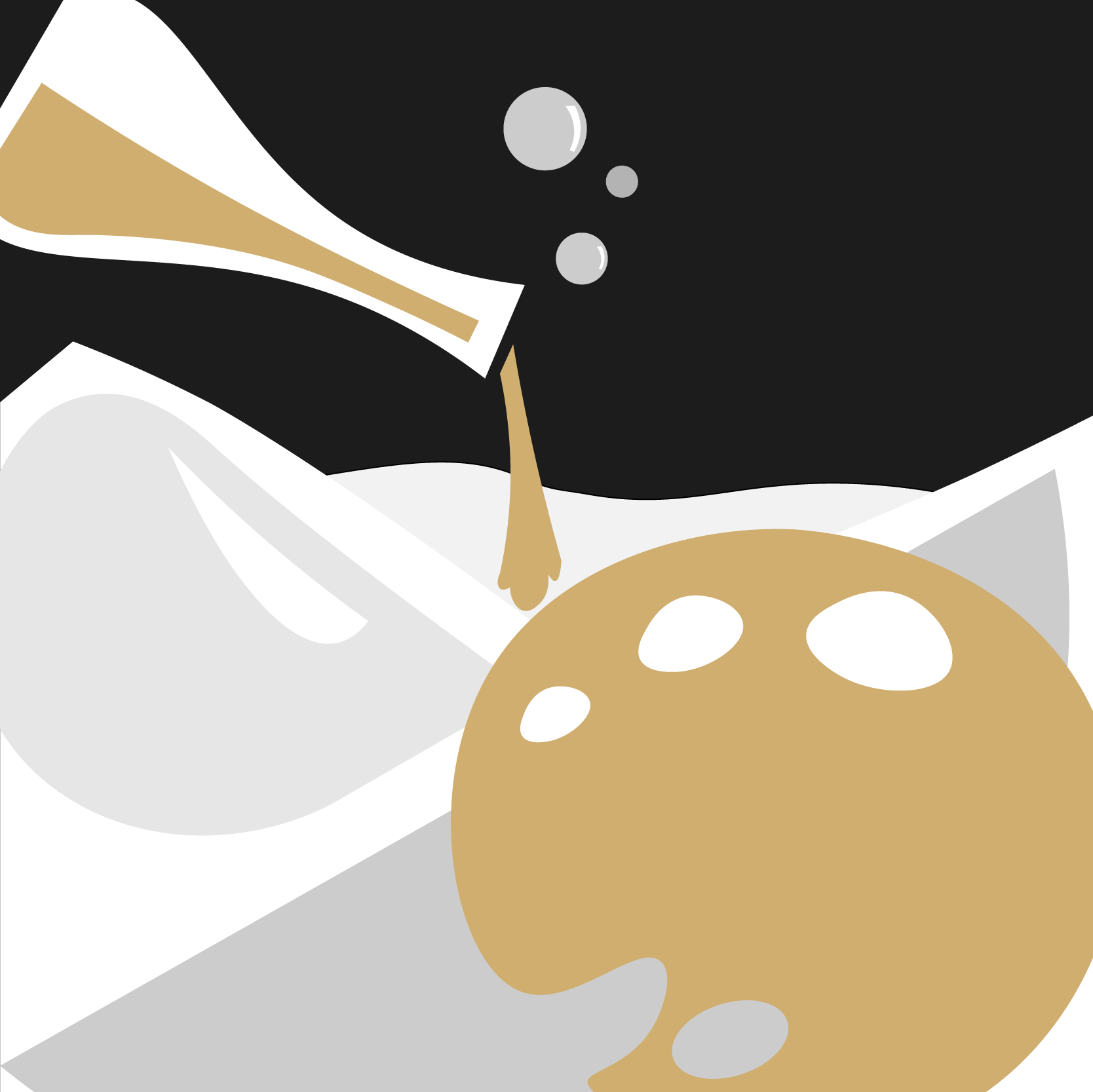 illustration of a beaker pouring onto an artist palette with a polar mountain background | design by Liz Chagnon