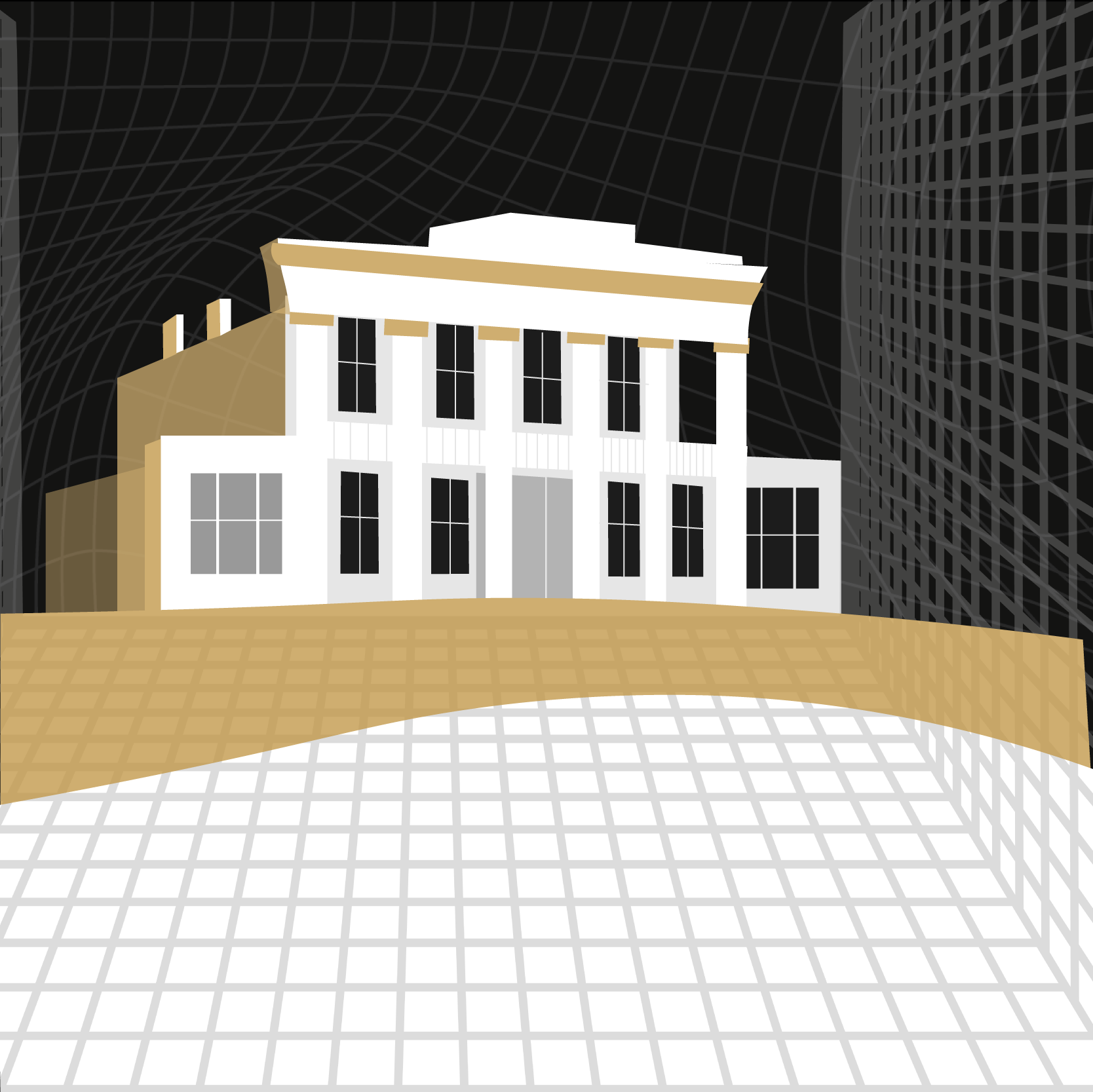 illustration of the hermitage building with grids | design by Liz Chagnon