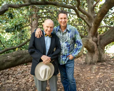 K.C. Potter, Vanderbilt dean emeritus of residential and judicial affairs, with his husband, Richard Patrick, K.C. Potter Center (John Russell/Vanderbilt University)