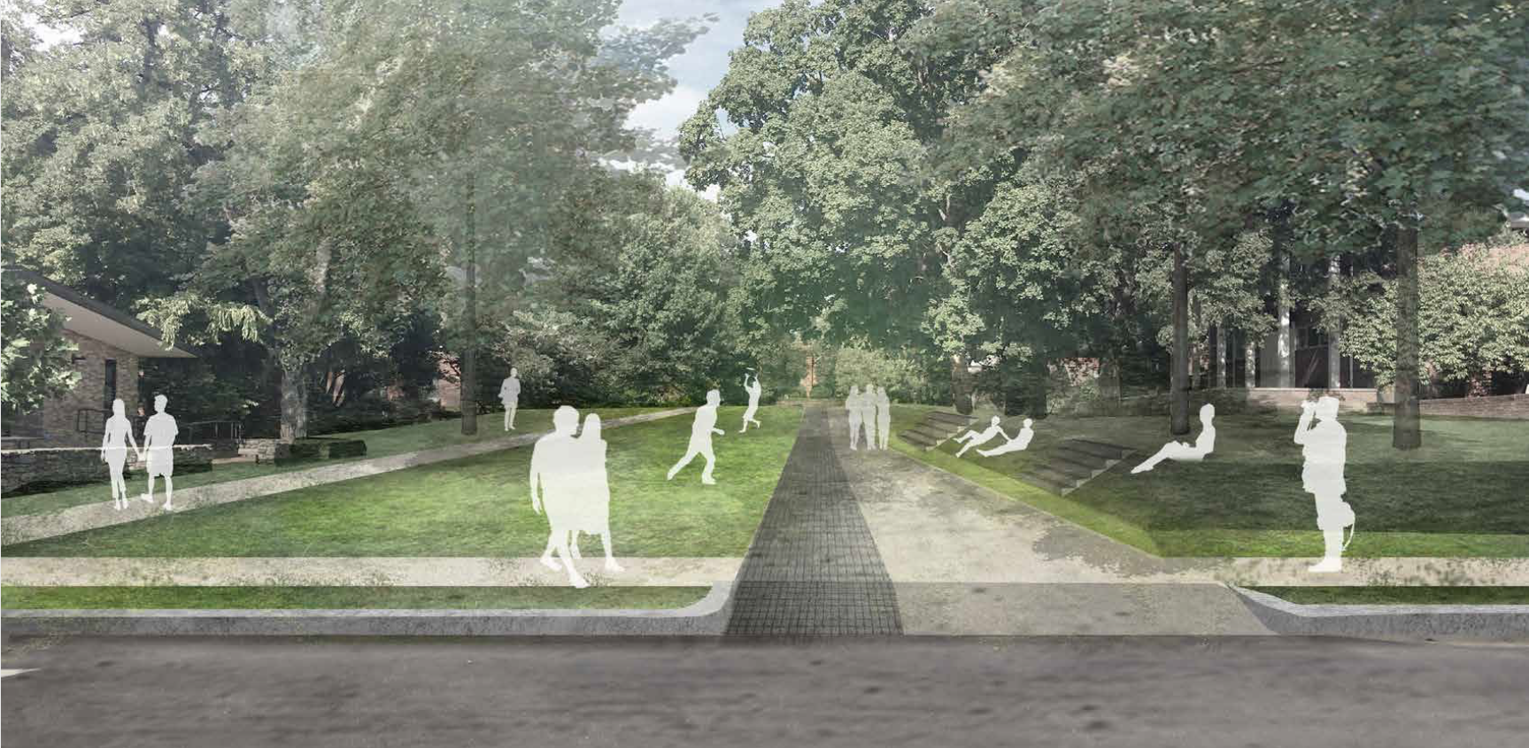 parklike pedestrian setting