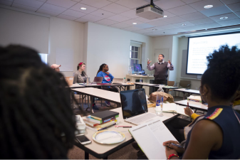 Graduate students in class