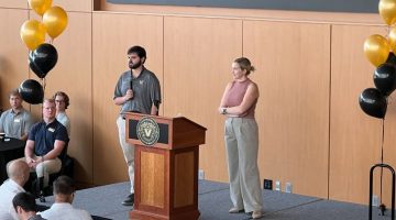 Pictured: OSGA President Max Hackenbrack (right) and OSGA Executive Vice President Emma Hicks (left)