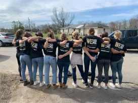 A group of Vanderbilt LAX players helped clean up during severe storms in Nashville. (Submitted photo)