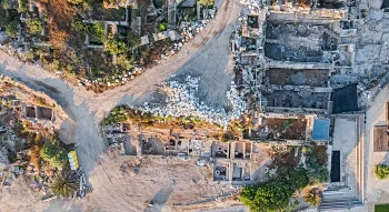 An aerial view of the Caesarea dig site
