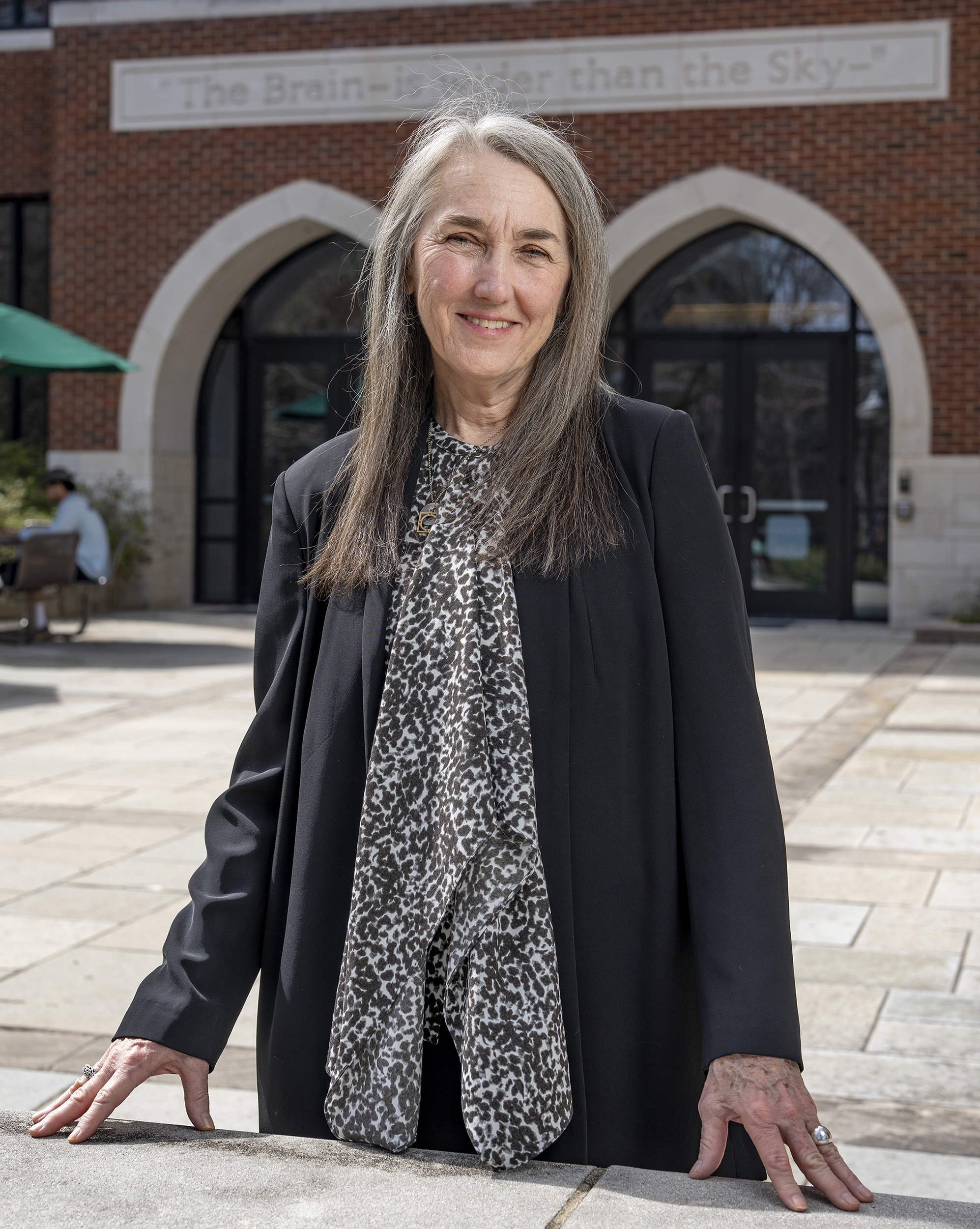 Kate Daniels stands outside Buttrick Hall