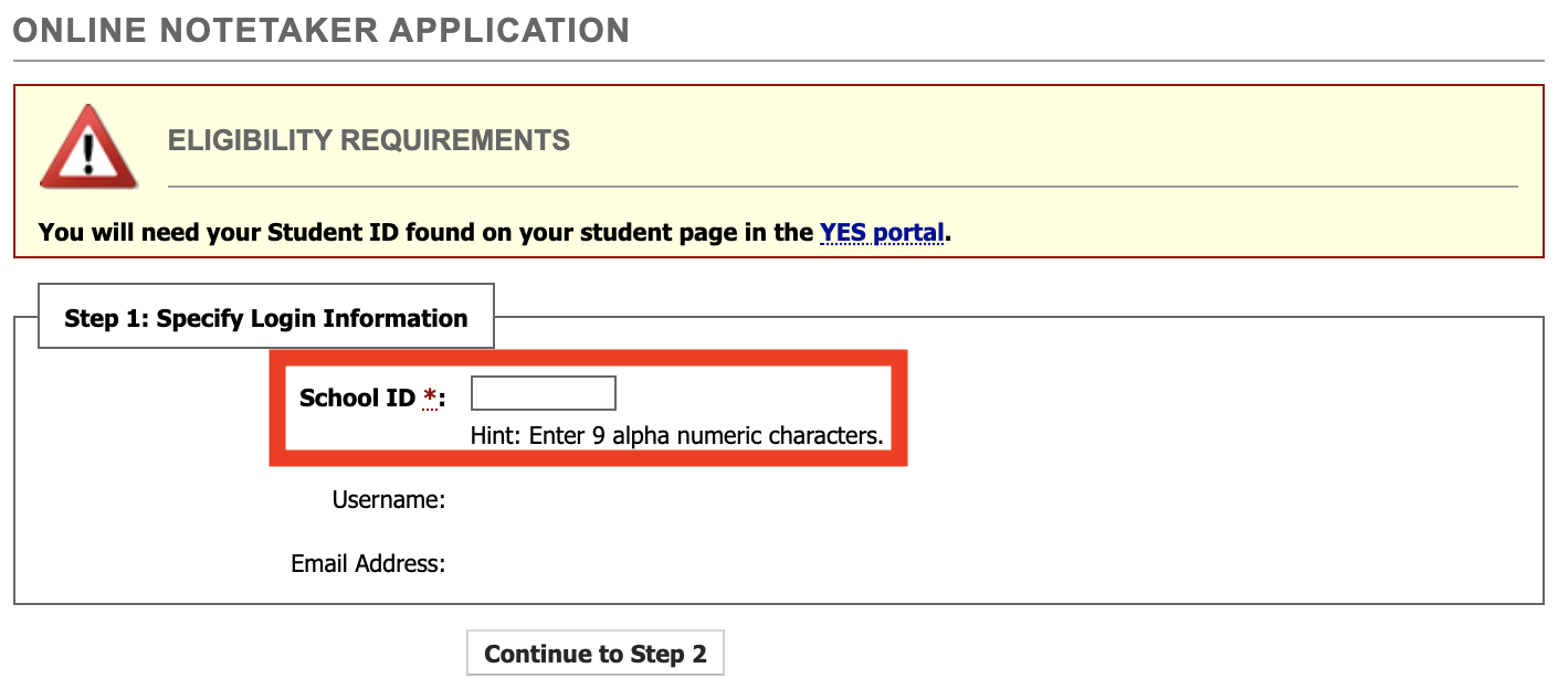 first page of notetaker application, highlighting the Commodore ID field