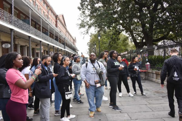 Participants on the Black History Immersion Excursion went on a walking tour of the French Quarter led by Known NOLA Tours. (Rosevelt Noble/Vanderbilt)