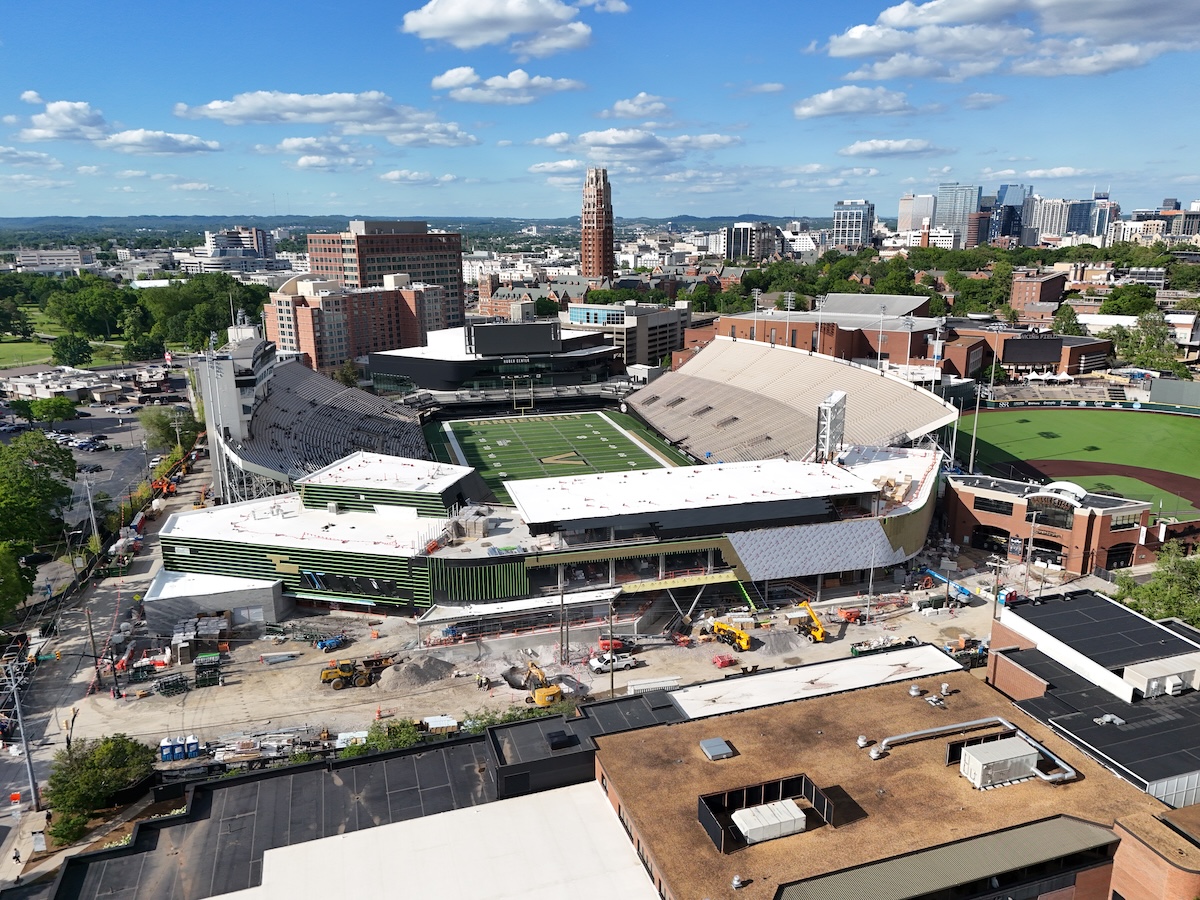 An overhead image of the Vanderbilt stadium