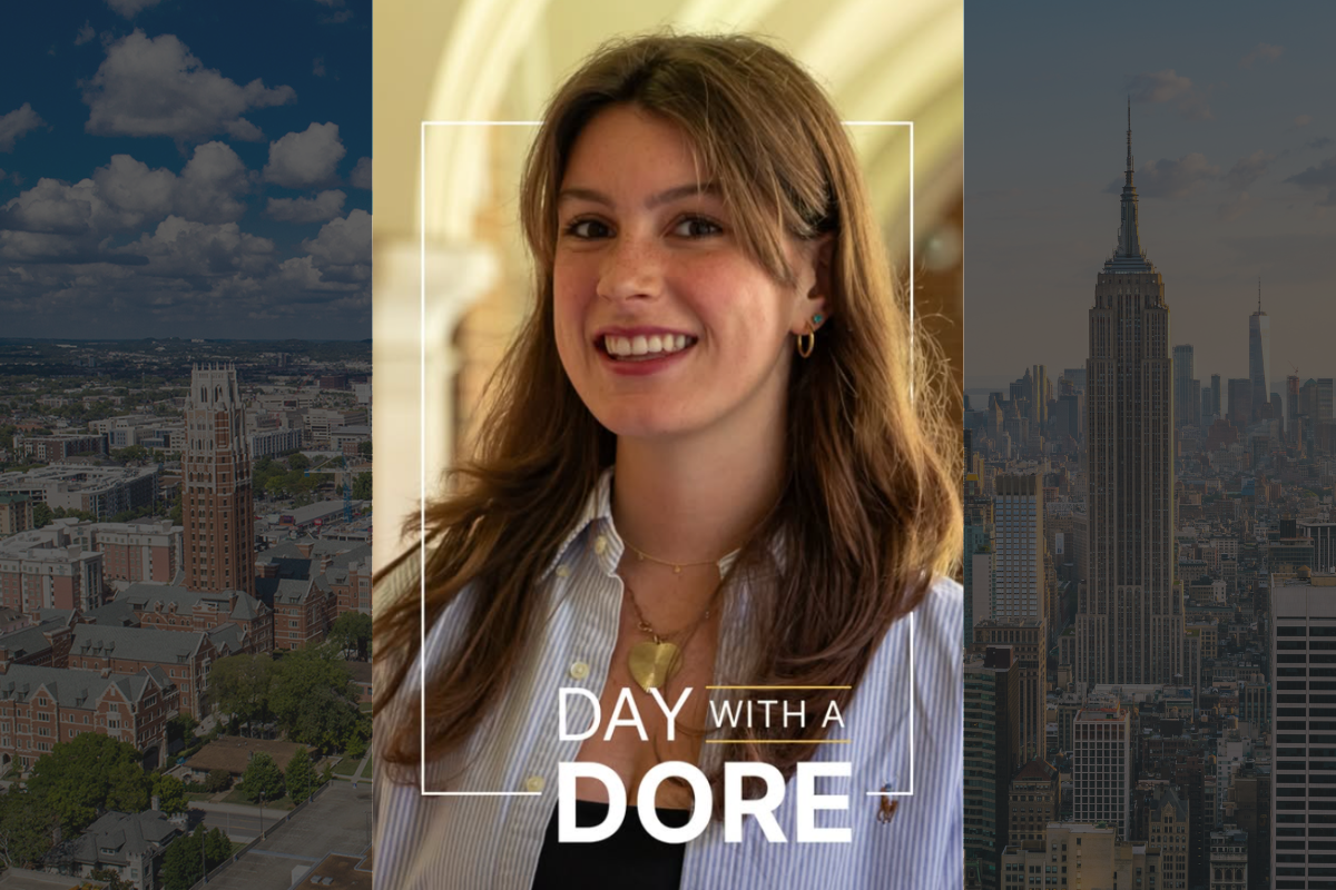 Headshot of a female with a text overlay that reads "Day with a Dore"
