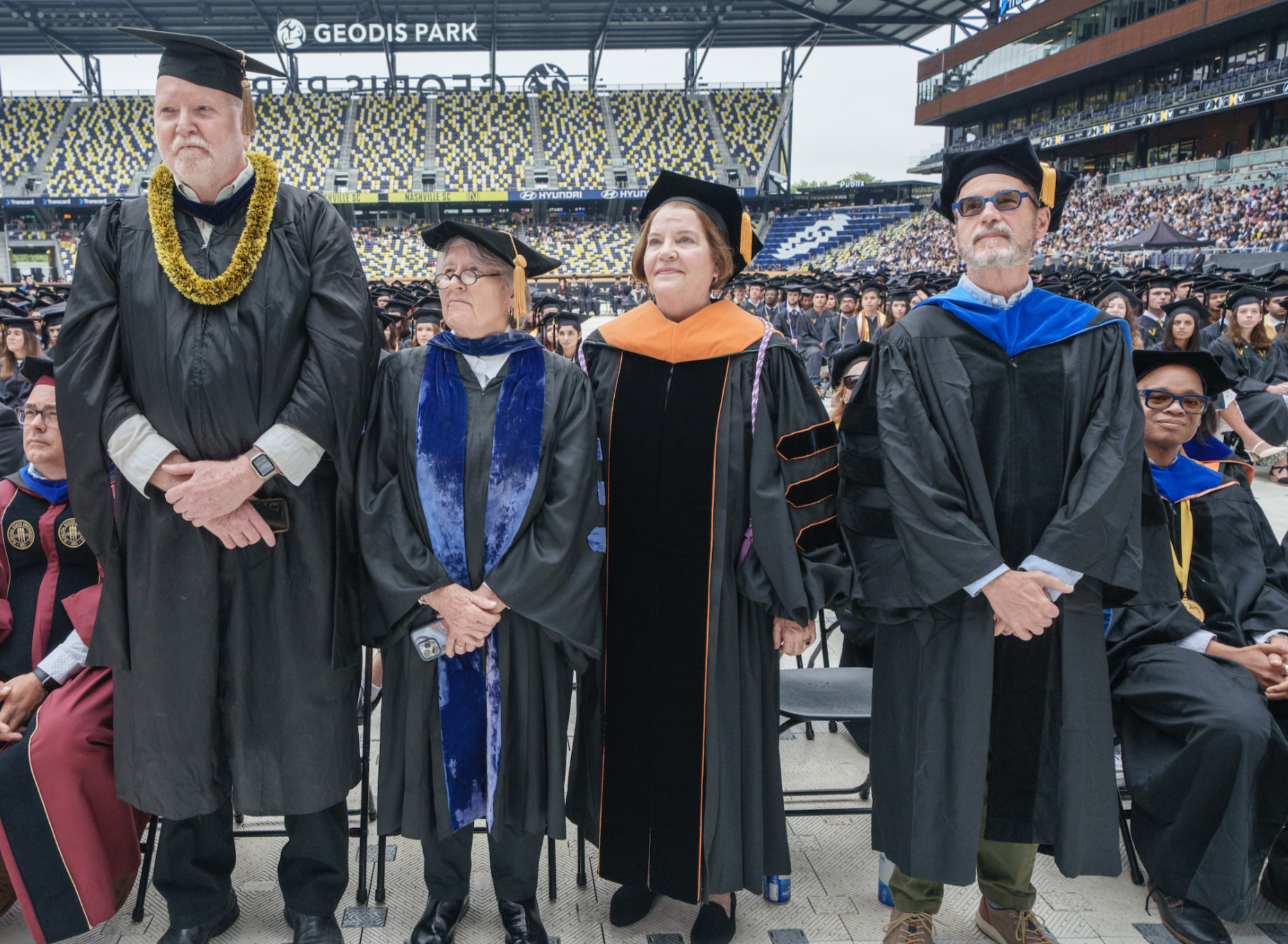 Emerita and emeritus faculty are honored GEODIS Park during Vanderbilt University Commencement on May 9, 2025.