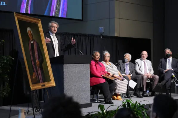 Chancellor Daniels Diermeier provides opening remarks at launch of James Lawson Institute (John Russell/Vanderbilt University)