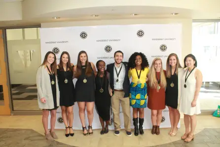 Musbah Shaheen (center) and other nominees for Class of 2017 Outstanding Senior.